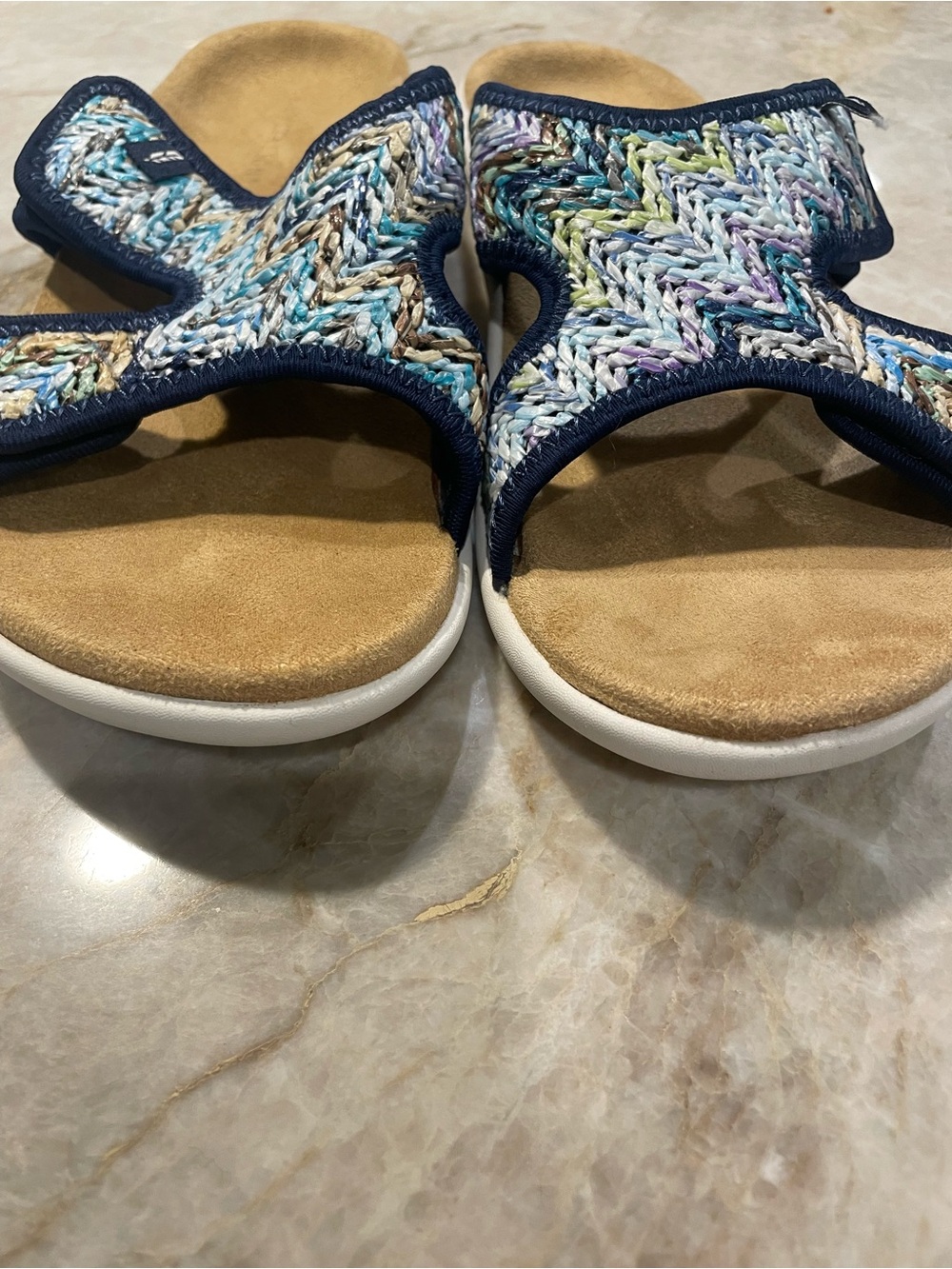 REVITALIGN Navy Multi woven-strap Slide Sandals - Picture 5 of 6